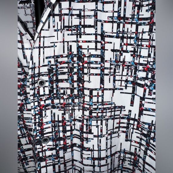 Robert Graham Kirkley Classic Fit Shirt 2XL Abstract Grid Pattern Flip Cuffs - Picture 4 of 16